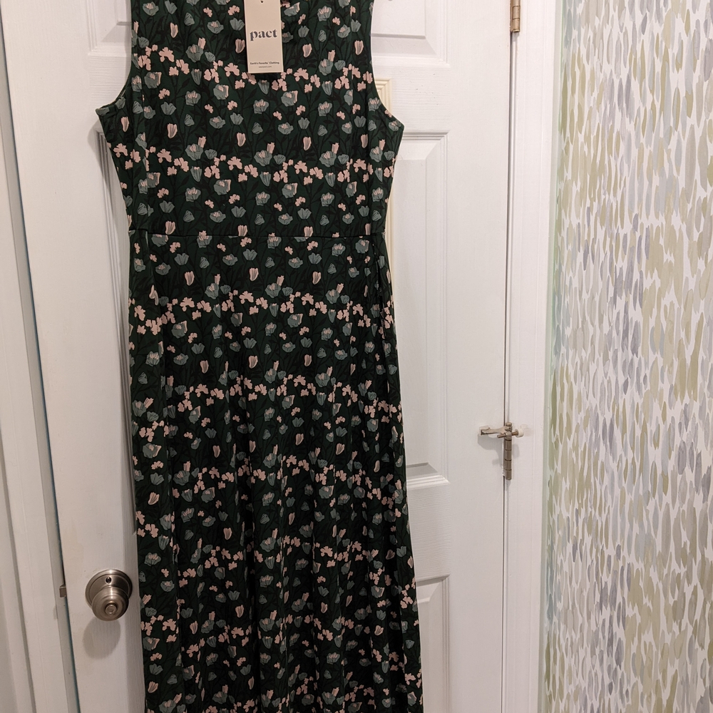 Pact Floral Dress - Green and Pink